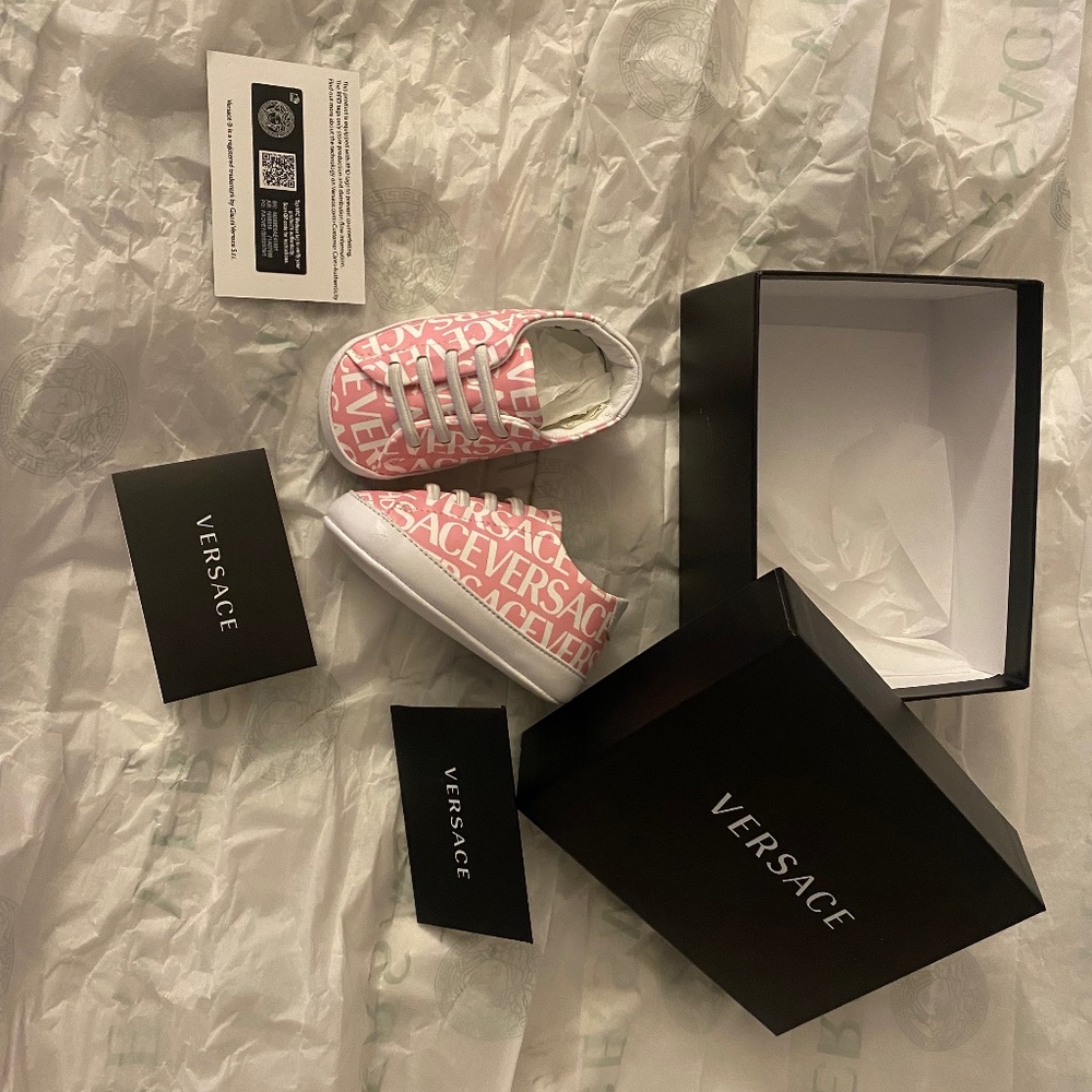 Versace all over logo print sneakers